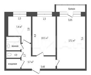 2-к квартира, на длительный срок, 51м2, 7/10 этаж