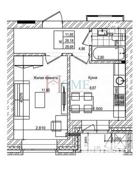 1-к квартира, на длительный срок, 30м2, 11/15 этаж
