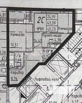 2-к квартира, на длительный срок, 43м2, 12/22 этаж