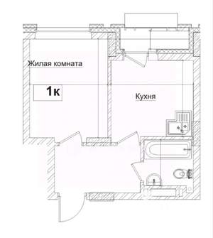 1-к квартира, на длительный срок, 30м2, 3/30 этаж