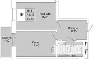 1-к квартира, на длительный срок, 44м2, 15/25 этаж
