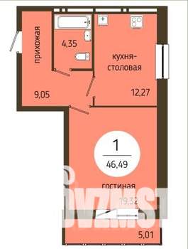 1-к квартира, на длительный срок, 45м2, 2/23 этаж