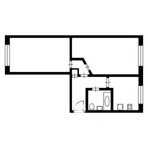 2-к квартира, на длительный срок, 44м2, 2/5 этаж