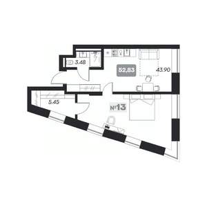 2-к квартира, вторичка, 53м2, 8/22 этаж