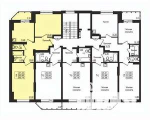 2-к квартира, строящийся дом, 64м2, 7/10 этаж