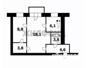 2-к квартира, вторичка, 44м2, 5/5 этаж