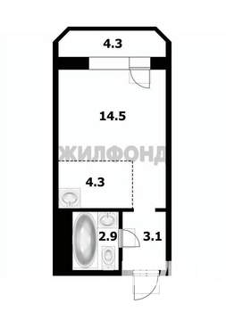 1-к квартира, вторичка, 25м2, 17/17 этаж