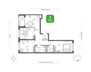 3-к квартира, вторичка, 79м2, 3/11 этаж