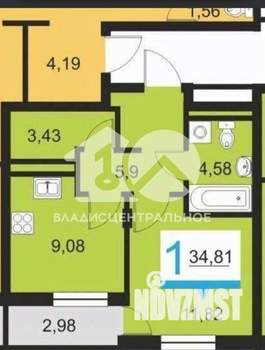 1-к квартира, вторичка, 35м2, 4/9 этаж