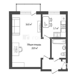 1-к квартира, вторичка, 29м2, 5/5 этаж