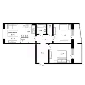 3-к квартира, вторичка, 61м2, 8/17 этаж