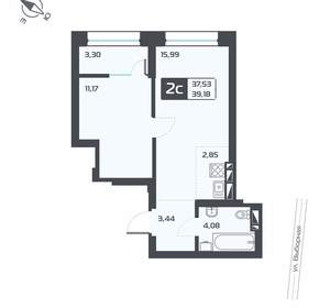 2-к квартира, вторичка, 39м2, 8/25 этаж