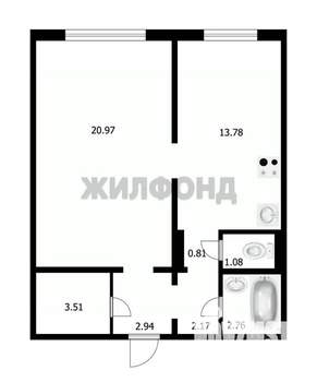 1-к квартира, вторичка, 48м2, 8/10 этаж