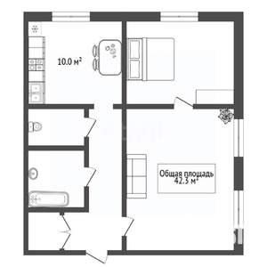 2-к квартира, вторичка, 42м2, 2/3 этаж