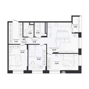 4-к квартира, вторичка, 82м2, 4/9 этаж