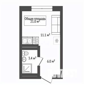 Студия квартира, вторичка, 21м2, 4/16 этаж