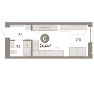 Студия квартира, вторичка, 24м2, 5/23 этаж