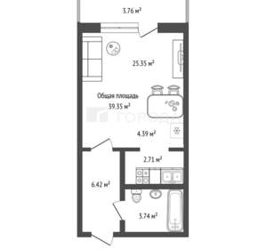 1-к квартира, вторичка, 39м2, 4/10 этаж