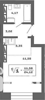 Студия квартира, вторичка, 24м2, 25/25 этаж