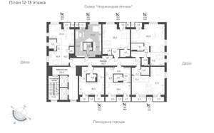 Студия квартира, вторичка, 44м2, 12/17 этаж