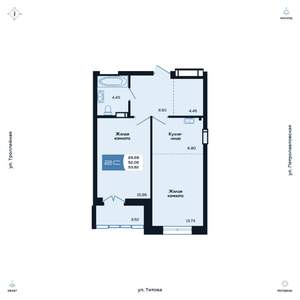 2-к квартира, вторичка, 54м2, 23/25 этаж