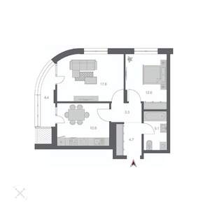 2-к квартира, вторичка, 57м2, 4/16 этаж