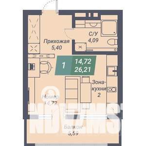 Студия квартира, вторичка, 26м2, 19/23 этаж