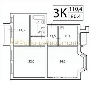 3-к квартира, вторичка, 110м2, 3/5 этаж