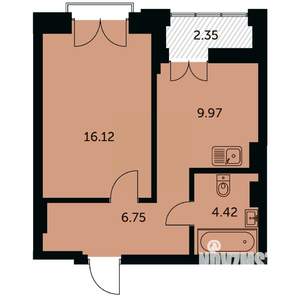 1-к квартира, строящийся дом, 38м2, 14/24 этаж