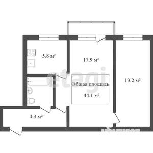 2-к квартира, вторичка, 43м2, 7/9 этаж