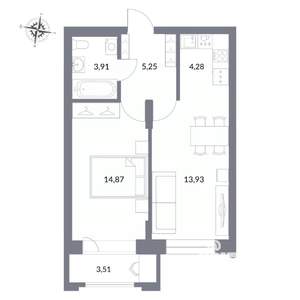 2-к квартира, вторичка, 44м2, 18/25 этаж