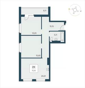 2-к квартира, вторичка, 75м2, 17/25 этаж