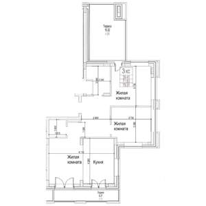 3-к квартира, строящийся дом, 72м2, 21/21 этаж