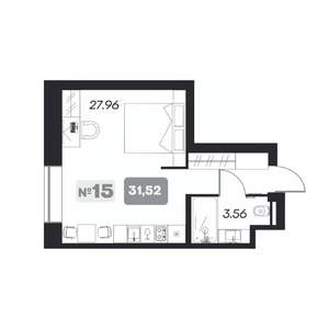 2-к квартира, вторичка, 32м2, 4/22 этаж