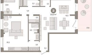 2-к квартира, сданный дом, 132м2, 2/11 этаж