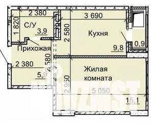 1-к квартира, строящийся дом, 36м2, 8/16 этаж