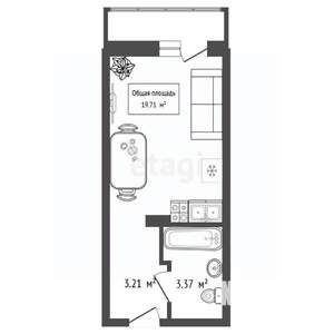 Студия квартира, вторичка, 20м2, 4/17 этаж