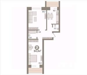 2-к квартира, вторичка, 64м2, 8/11 этаж