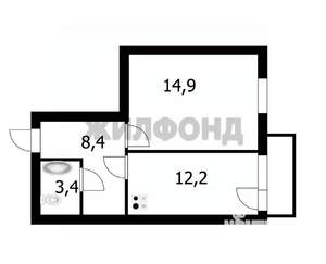 1-к квартира, вторичка, 41м2, 7/25 этаж