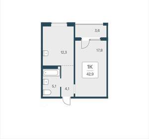 1-к квартира, вторичка, 43м2, 11/17 этаж