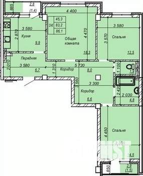 3-к квартира, вторичка, 86м2, 2/9 этаж