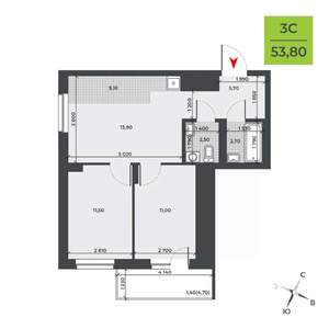 3-к квартира, вторичка, 54м2, 2/21 этаж