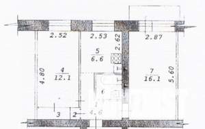 2-к квартира, вторичка, 44м2, 5/5 этаж