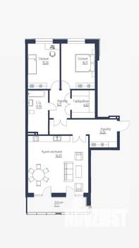 3-к квартира, вторичка, 104м2, 2/8 этаж