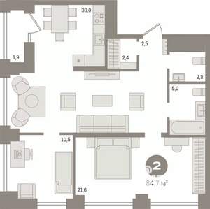 2-к квартира, вторичка, 85м2, 9/30 этаж
