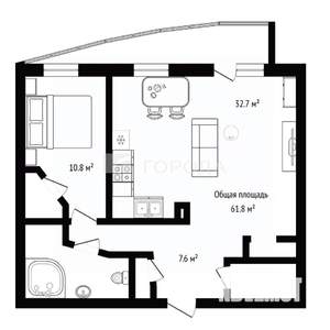 2-к квартира, вторичка, 62м2, 23/24 этаж