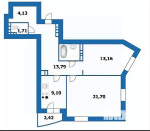 2-к квартира, вторичка, 67м2, 7/25 этаж
