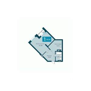 1-к квартира, строящийся дом, 53м2, 15/25 этаж