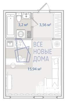 Студия квартира, вторичка, 23м2, 7/9 этаж