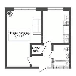 1-к квартира, вторичка, 22м2, 1/5 этаж